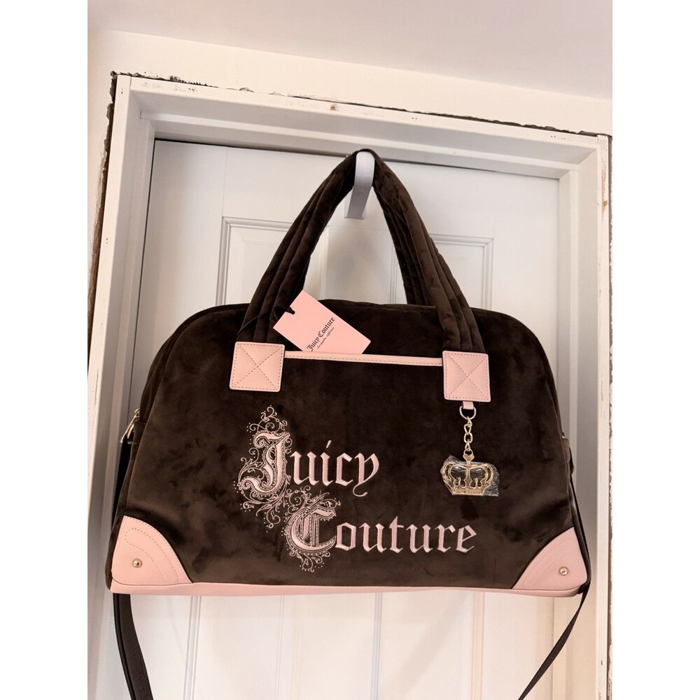 NWT Juicy Couture Chocolate Pink Velvet Renaissance Weekender Large Duffle Bag
